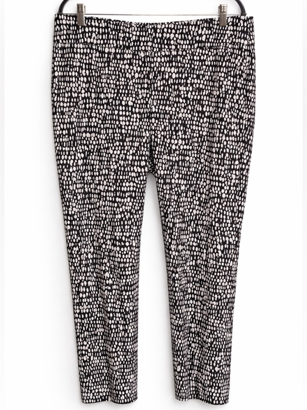 Premise Black White Print Pull On Career Pants 2X Stretch Office Chic